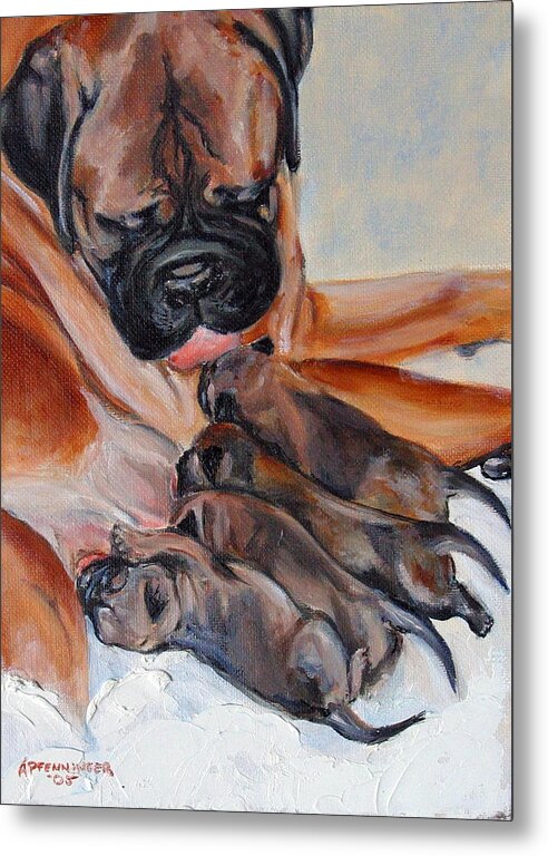 Dog Metal Print featuring the painting Mama Love by Adele Pfenninger