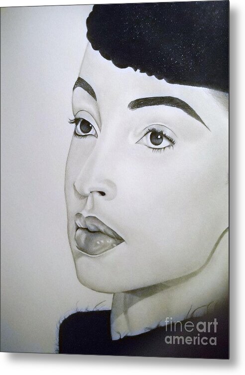 Black Art Metal Print featuring the drawing Sade by Sonya Walker