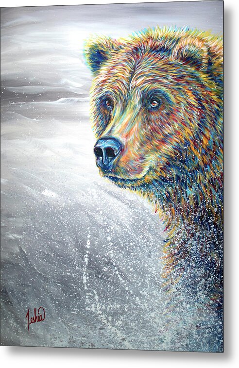 Grizzly Metal Print featuring the painting Taking the Plunge by Teshia Art