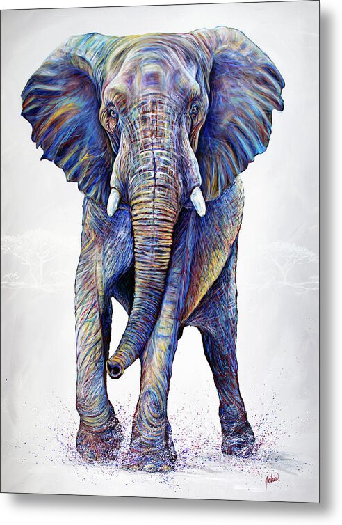Elephant Metal Print featuring the painting The Bluff by Teshia Art
