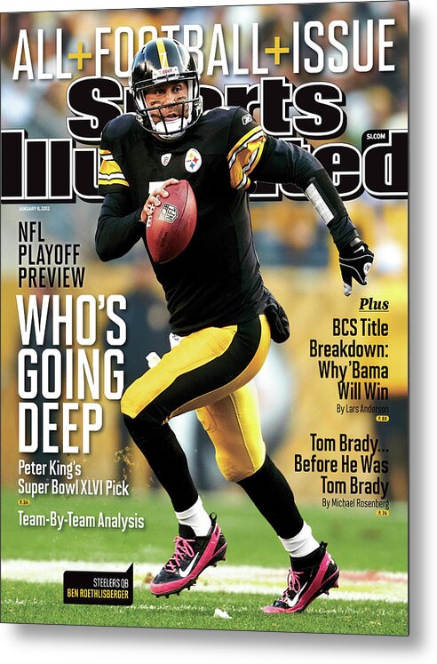Magazine Cover Metal Print featuring the photograph Whos Going Deep 2012 Nfl Playoff Preview Issue Sports Illustrated Cover by Sports Illustrated