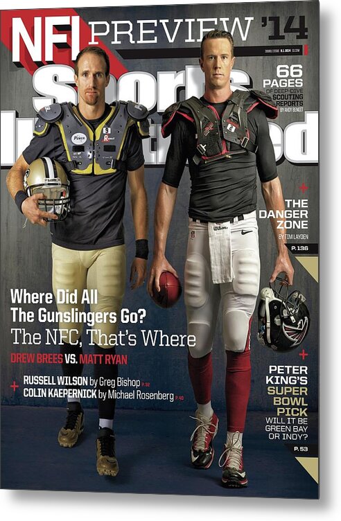 Magazine Cover Metal Print featuring the photograph Nfc Gunslingers 2014 Nfl Football Preview Issue Sports Illustrated Cover #2 by Sports Illustrated