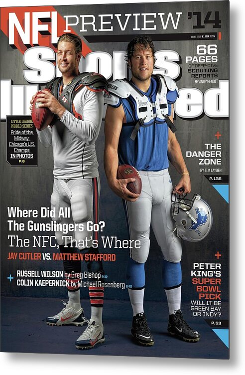 Magazine Cover Metal Print featuring the photograph Nfc Gunslingers 2014 Nfl Football Preview Issue Sports Illustrated Cover by Sports Illustrated