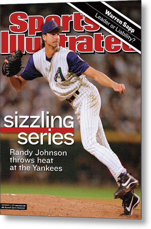American League Baseball Metal Print featuring the photograph Arizona Diamondbacks Randy Johnson, 2001 World Series Sports Illustrated Cover by Sports Illustrated