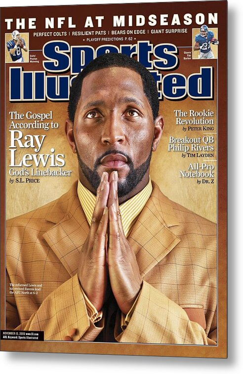 Magazine Cover Metal Print featuring the photograph Baltimore Ravens Ray Lewis Sports Illustrated Cover by Sports Illustrated