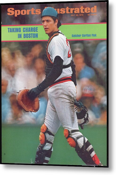 Magazine Cover Metal Print featuring the photograph Boston Red Sox Carlton Fisk... Sports Illustrated Cover by Sports Illustrated