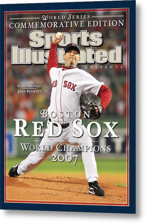 American League Baseball Metal Print featuring the photograph Boston Red Sox Josh Beckett, 2007 World Series Sports Illustrated Cover by Sports Illustrated