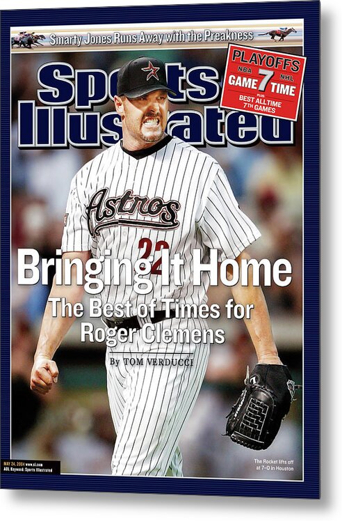 Magazine Cover Metal Print featuring the photograph Bringing It Home The Best Of Times For Roger Clemens Sports Illustrated Cover by Sports Illustrated