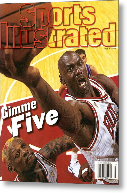 Magazine Cover Metal Print featuring the photograph Chicago Bulls Michael Jordan, 1997 Nba Finals Sports Illustrated Cover by Sports Illustrated