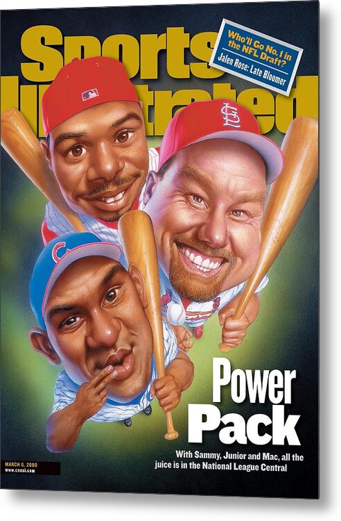 St. Louis Cardinals Metal Print featuring the photograph Chicago Cubs Sammy Sosa, Cincinnati Reds Ken Griffey Jr Sports Illustrated Cover by Sports Illustrated