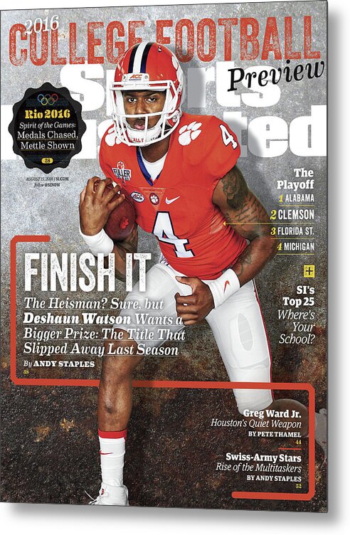 Magazine Cover Metal Print featuring the photograph Clemson University Deshaun Watson, 2016 College Football Sports Illustrated Cover by Sports Illustrated