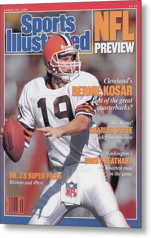 1980-1989 Metal Print featuring the photograph Cleveland Browns Qb Bernie Kosar, 1988 Nfl Football Preview Sports Illustrated Cover by Sports Illustrated