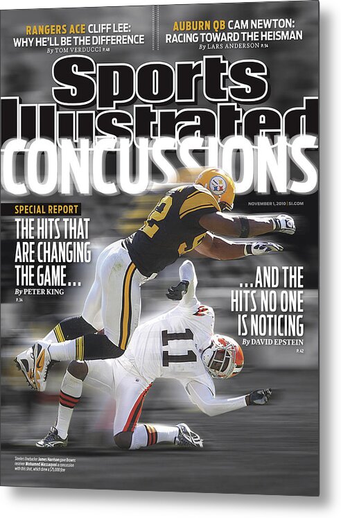 Magazine Cover Metal Print featuring the photograph Concussions Special Report The Hits That Are Changing The Sports Illustrated Cover by Sports Illustrated
