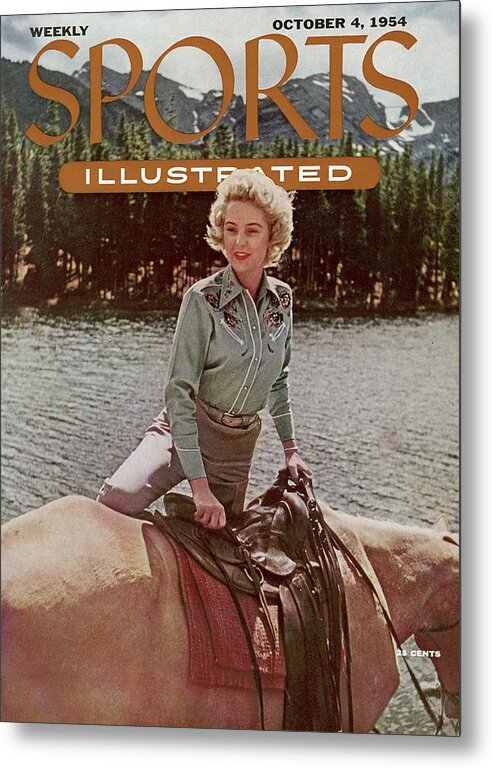 Horse Metal Print featuring the photograph Cowgirl Sporting Look Sports Illustrated Cover by Sports Illustrated