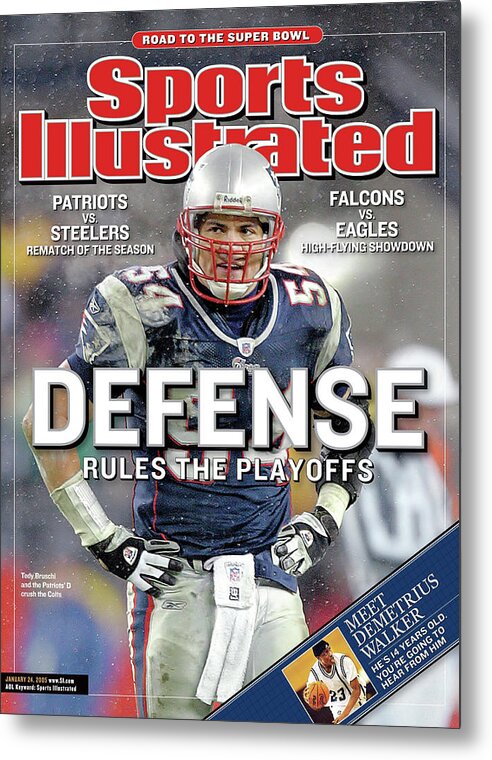 Magazine Cover Metal Print featuring the photograph Defense Rules The Playoffs Road To The Super Bowl Sports Illustrated Cover by Sports Illustrated