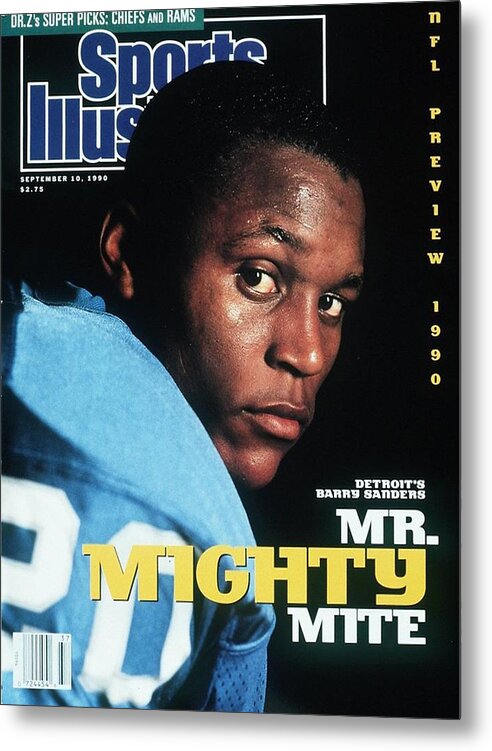 Magazine Cover Metal Print featuring the photograph Detroit Lions Barry Sanders Sports Illustrated Cover by Sports Illustrated