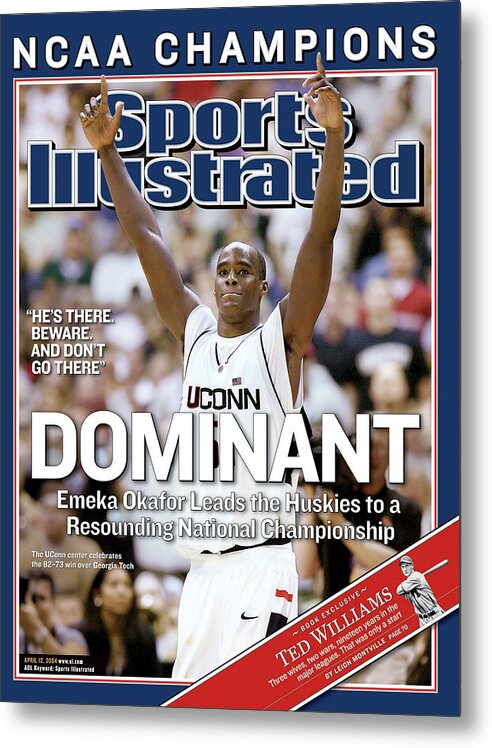 Magazine Cover Metal Print featuring the photograph Dominant Emeka Okafor Leads The Huskies To A Resounding Sports Illustrated Cover by Sports Illustrated