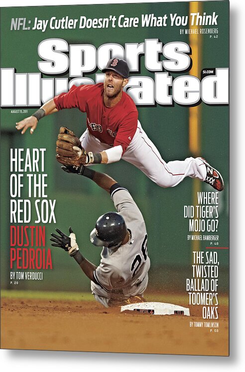 Magazine Cover Metal Print featuring the photograph Dustin Pedroia Heart Of The Red Sox Sports Illustrated Cover by Sports Illustrated