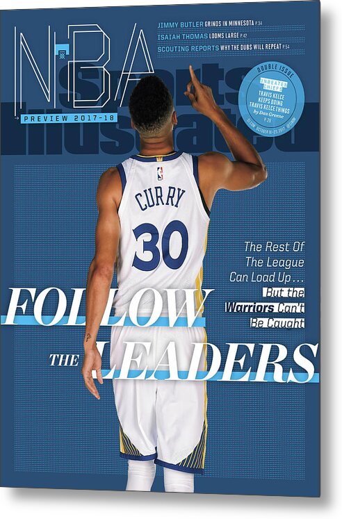 Magazine Cover Metal Print featuring the photograph Follow The Leaders 2017-18 Nba Basketball Preview Sports Illustrated Cover by Sports Illustrated