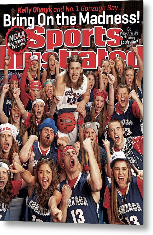 Magazine Cover Metal Print featuring the photograph Gonzaga University Kelly Olynyk, 2013 March Madness College Sports Illustrated Cover by Sports Illustrated