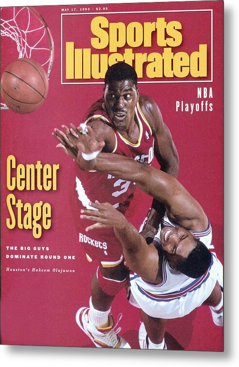 Magazine Cover Metal Print featuring the photograph Houston Rockets Hakeem Olajuwon, 1993 Nba Western Sports Illustrated Cover by Sports Illustrated