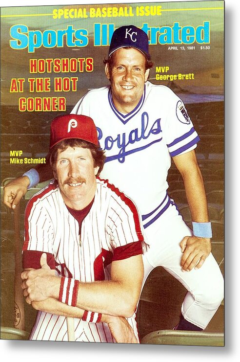 Magazine Cover Metal Print featuring the photograph Kansas City Royals George Brett And Philadelphia Phillies Sports Illustrated Cover by Sports Illustrated