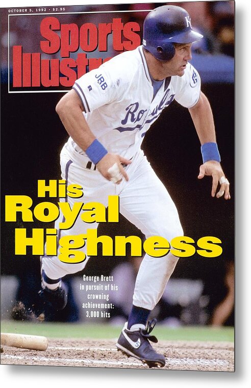 Magazine Cover Metal Print featuring the photograph Kansas City Royals George Brett... Sports Illustrated Cover by Sports Illustrated