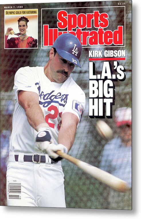 Magazine Cover Metal Print featuring the photograph Kirk Gibson Las Big Hit Sports Illustrated Cover by Sports Illustrated