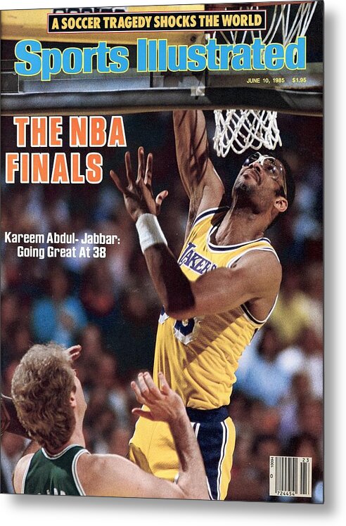 Playoffs Metal Print featuring the photograph Los Angeles Lakers Kareem Abdul-jabbar, 1985 Nba Finals Sports Illustrated Cover by Sports Illustrated