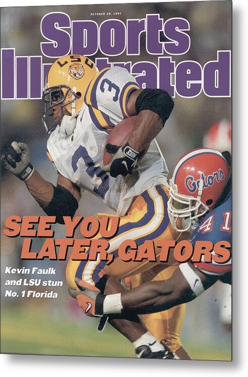 Magazine Cover Metal Print featuring the photograph Louisiana State University Kevin Faulk Sports Illustrated Cover by Sports Illustrated