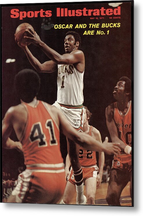 Oscar Robertson Metal Print featuring the photograph Milwaukee Bucks Oscar Robertson, 1971 Nba Finals Sports Illustrated Cover by Sports Illustrated