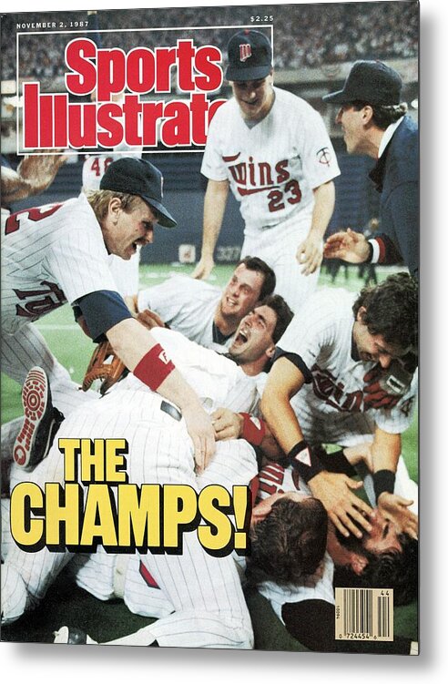 Hubert H. Humphrey Metrodome Metal Print featuring the photograph Minnesota Twins Dan Gladden, 1987 World Series Sports Illustrated Cover by Sports Illustrated
