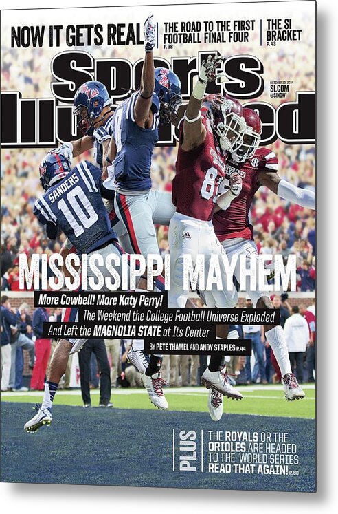 Magazine Cover Metal Print featuring the photograph Mississippi Mayhem The Weekend The College Football Sports Illustrated Cover by Sports Illustrated