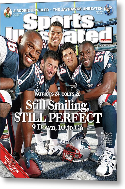 Magazine Cover Metal Print featuring the photograph New Enlgand Patriots Linebackers Sports Illustrated Cover by Sports Illustrated