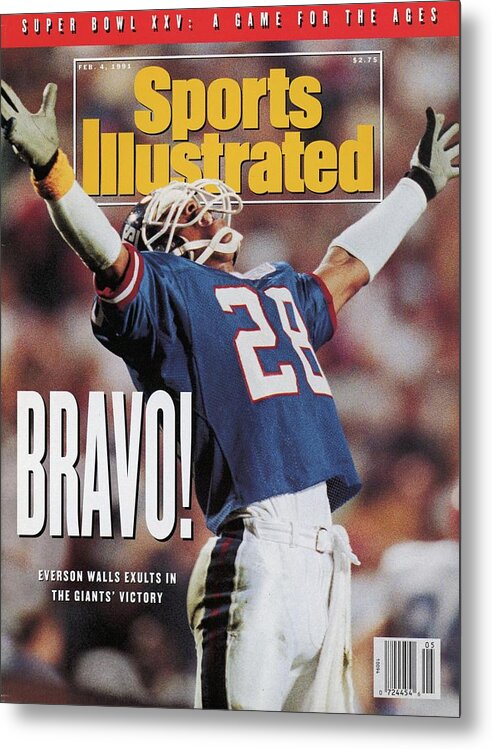 Magazine Cover Metal Print featuring the photograph New York Giants Everson Walls, Super Bowl Xxv Sports Illustrated Cover by Sports Illustrated
