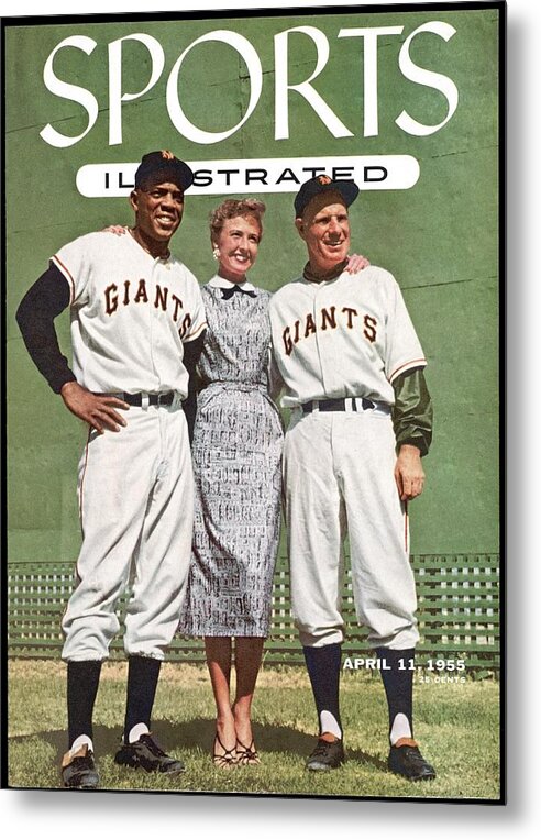 Magazine Cover Metal Print featuring the photograph New York Giants Willie Mays, Loraine Day Durocher And Sports Illustrated Cover by Sports Illustrated