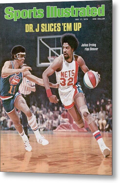 Julius Erving Metal Print featuring the photograph New York Nets Julius Erving, 1976 Aba Championship Sports Illustrated Cover by Sports Illustrated