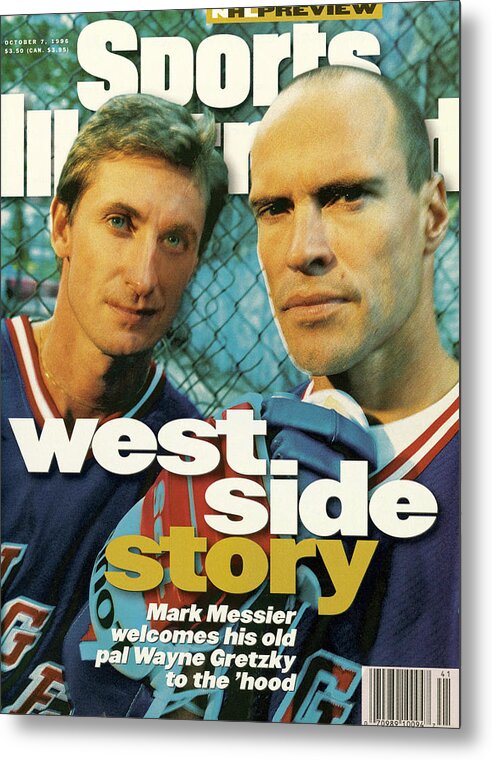 Magazine Cover Metal Print featuring the photograph New York Rangers Mark Messier And Wayne Gretzky Sports Illustrated Cover by Sports Illustrated