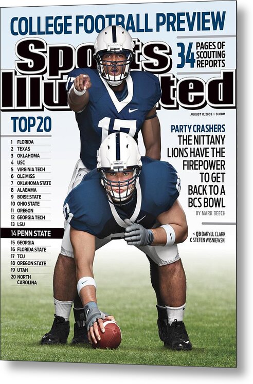 People Metal Print featuring the photograph Penn State University Qb Daryll Clark And Stefen Sports Illustrated Cover by Sports Illustrated