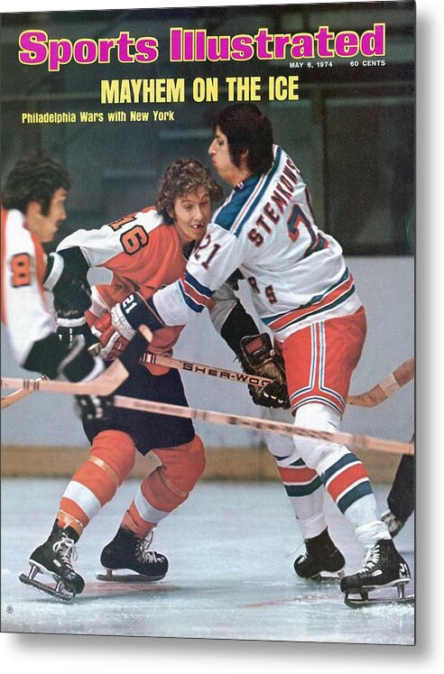 Magazine Cover Metal Print featuring the photograph Philadelphia Flyers Bobby Clarke, 1974 Nhl Semifinals Sports Illustrated Cover by Sports Illustrated