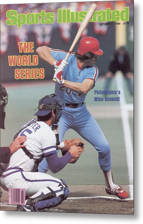 Magazine Cover Metal Print featuring the photograph Philadelphia Phillies Mike Schmidt, 1980 World Series Sports Illustrated Cover by Sports Illustrated