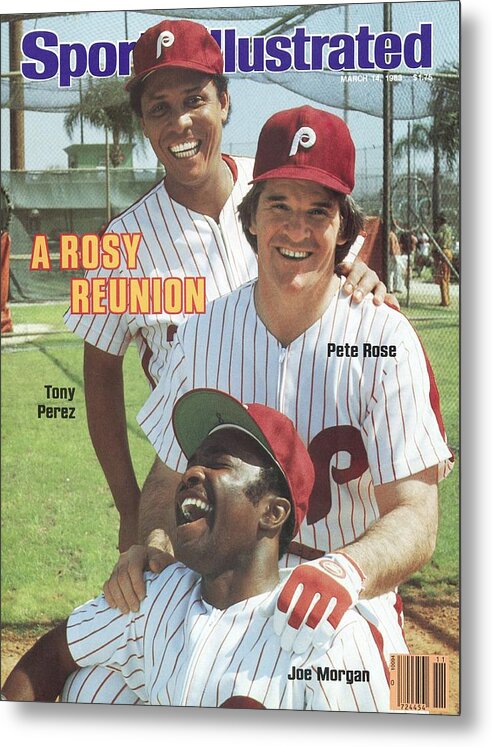 Magazine Cover Metal Print featuring the photograph Philadelphia Phillies Tony Perez, Pete Rose, And Joe Morgan Sports Illustrated Cover by Sports Illustrated