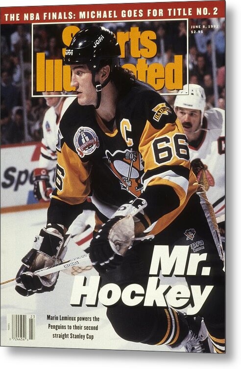 National Hockey League Metal Print featuring the photograph Pittsburgh Penguins Mario Lemieux, 1992 Nhl Stanley Cup Sports Illustrated Cover by Sports Illustrated