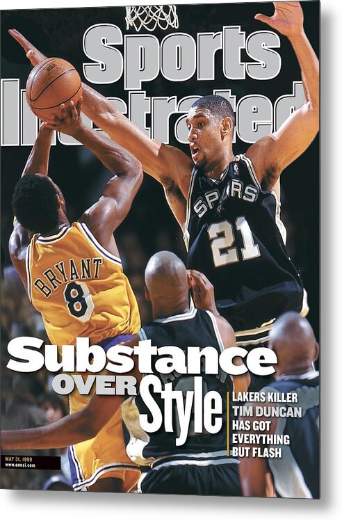 Playoffs Metal Print featuring the photograph San Antonio Spurs Tim Duncan, 1999 Nba Western Conference Sports Illustrated Cover by Sports Illustrated
