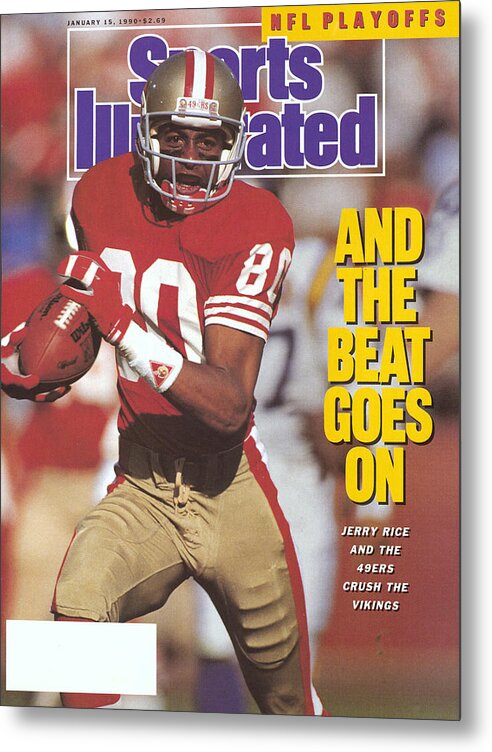 Magazine Cover Metal Print featuring the photograph San Francisco 49ers Jerry Rice, 1990 Nfc Divisional Playoffs Sports Illustrated Cover by Sports Illustrated