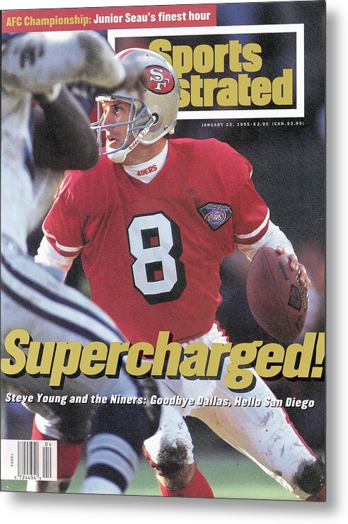 Playoffs Metal Print featuring the photograph San Francisco 49ers Qb Steve Young, 1995 Nfc Championship Sports Illustrated Cover by Sports Illustrated