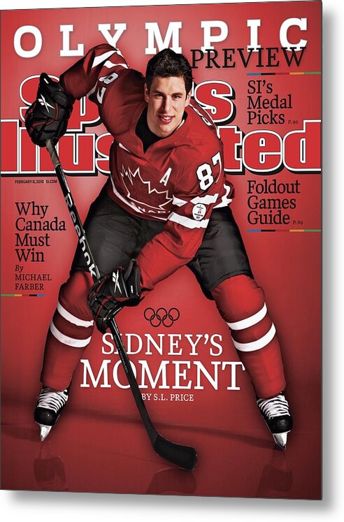 The Olympic Games Metal Print featuring the photograph Team Canada Sidney Crosby, 2010 Vancouver Olympic Games Sports Illustrated Cover by Sports Illustrated