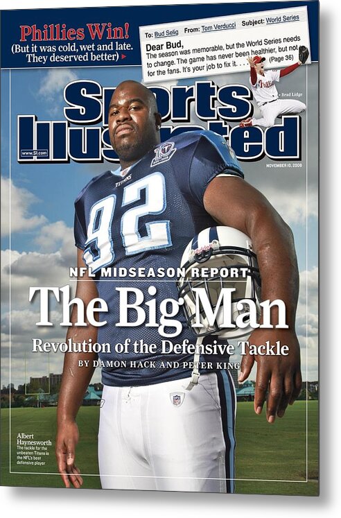 Sports Illustrated Metal Print featuring the photograph Tennessee Titans Albert Haynesworth Sports Illustrated Cover by Sports Illustrated