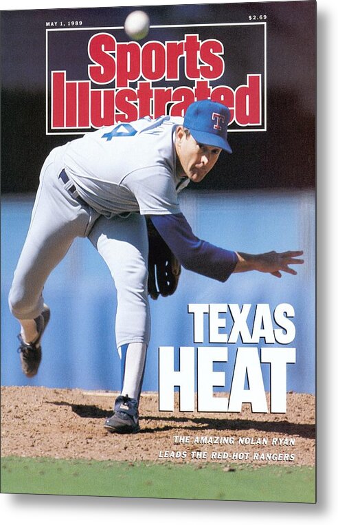 1980-1989 Metal Print featuring the photograph Texas Rangers Nolan Ryan... Sports Illustrated Cover by Sports Illustrated