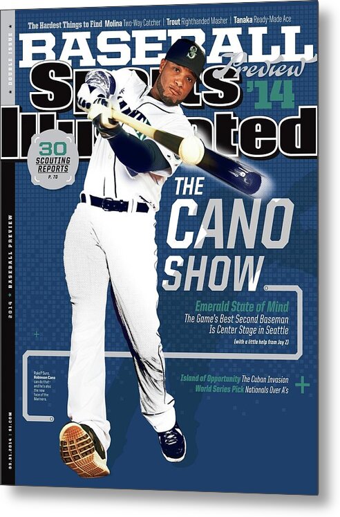 Magazine Cover Metal Print featuring the photograph The Cano Show 2014 Mlb Baseball Preview Issue Sports Illustrated Cover by Sports Illustrated